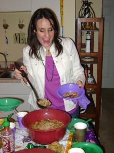 Baton Rouge Brooke Dishing Out My Gumbo During My 2010 Mardi Gras Party