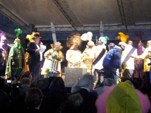 Kings of Rex & Zulu Meet On a Drizzly Mardi Gras (Thus apologies for fuzzy photography!)