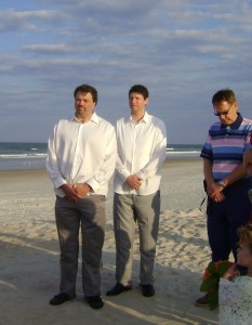 Chad Beside Me In His Newly Arrived, Nicely Ironed Shirt (Their Dad To The Right)
