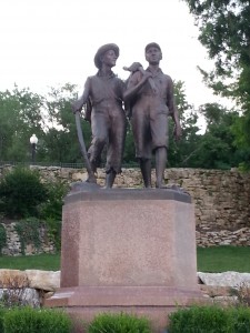 Tom & Huck Statue At The North End of Main Street