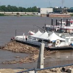 Debris Collects on Grounded St. Louis Riverboat